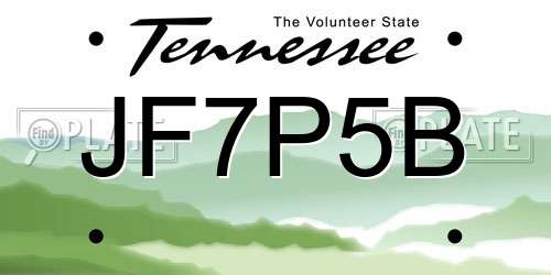 JF7P5B Tennessee License Plate
