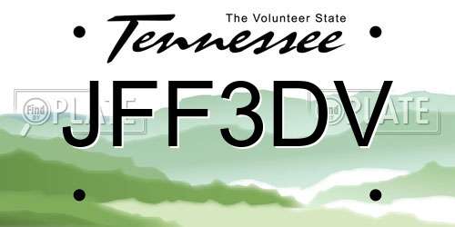 JFF3DV Tennessee License Plate