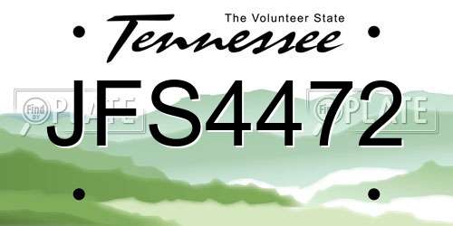 JFS4472 Tennessee License Plate