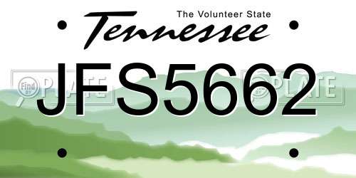 JFS5662 Tennessee License Plate