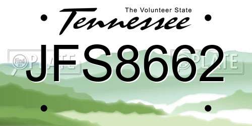JFS8662 Tennessee License Plate
