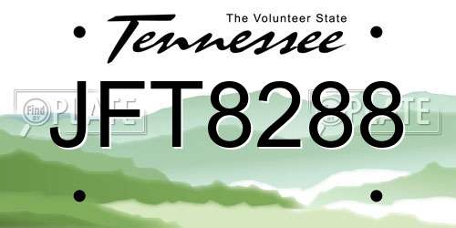 JFT8288 Tennessee License Plate