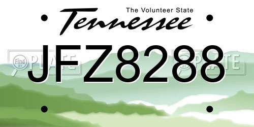 JFZ8288 Tennessee License Plate