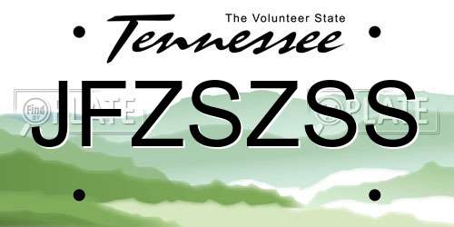 JFZSZSS Tennessee License Plate