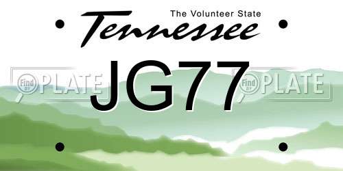 JG77 Tennessee License Plate