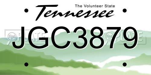 JGC3879 Tennessee License Plate