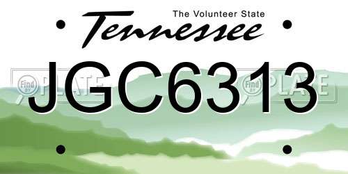 JGC6313 Tennessee License Plate