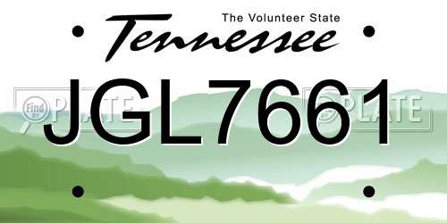 JGL7661 Tennessee License Plate