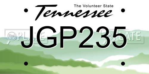JGP235 Tennessee License Plate