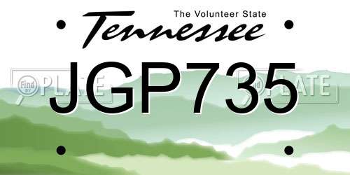 JGP735 Tennessee License Plate