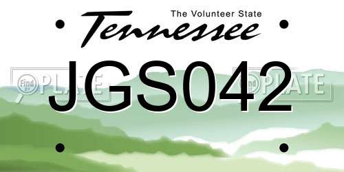 JGS042 Tennessee License Plate