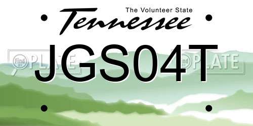 JGS04T Tennessee License Plate