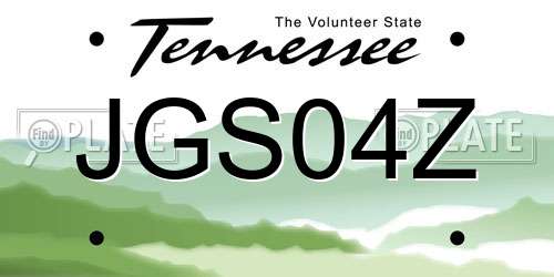JGS04Z Tennessee License Plate