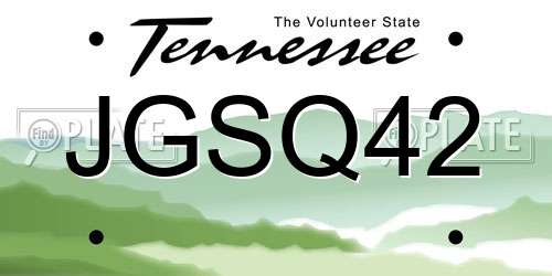 JGSQ42 Tennessee License Plate