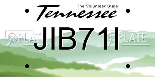 JIB71I Tennessee License Plate