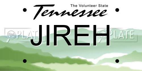 JIREH Tennessee License Plate