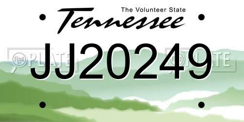 JJ20249 Tennessee License Plate