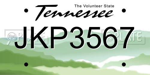 JKP3567 Tennessee License Plate