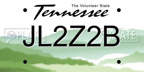 JL2Z2B Tennessee License Plate