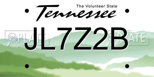 JL7Z2B Tennessee License Plate