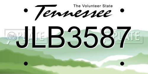 JLB3587 Tennessee License Plate