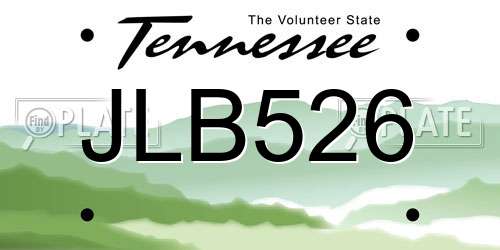 JLB526 Tennessee License Plate