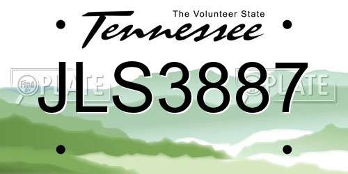 JLS3887 Tennessee License Plate