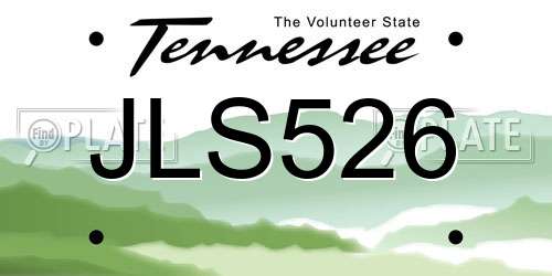 JLS526 Tennessee License Plate