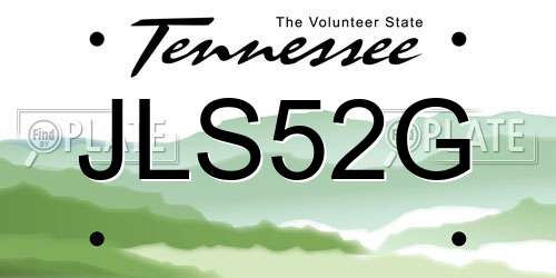 JLS52G Tennessee License Plate
