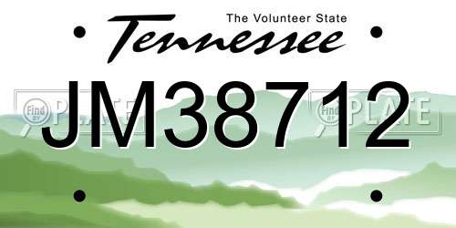 JM38712 Tennessee License Plate