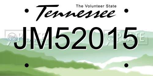 JM52015 Tennessee License Plate