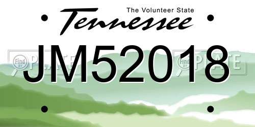 JM52018 Tennessee License Plate
