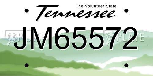 JM65572 Tennessee License Plate