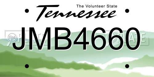 JMB4660 Tennessee License Plate