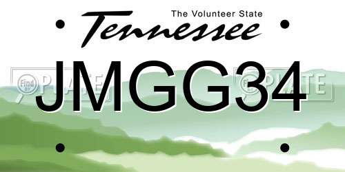 JMGG34 Tennessee License Plate