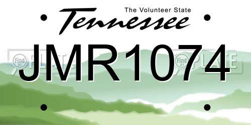 JMR1074 Tennessee License Plate