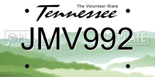 JMV992 Tennessee License Plate