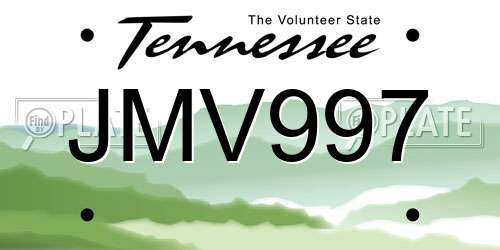 JMV997 Tennessee License Plate
