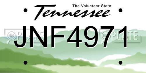 JNF4971 Tennessee License Plate