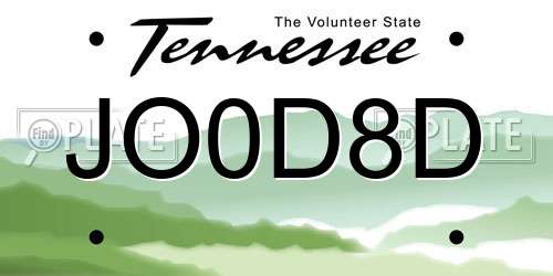 JO0D8D Tennessee License Plate