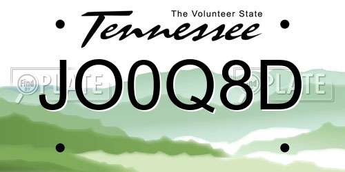 JO0Q8D Tennessee License Plate