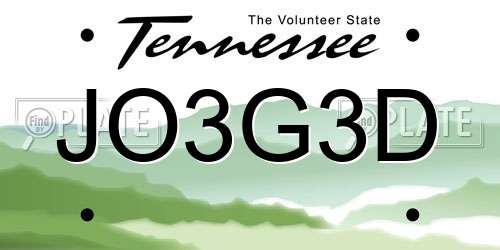 JO3G3D Tennessee License Plate