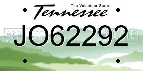 JO62292 Tennessee License Plate