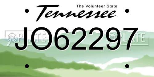 JO62297 Tennessee License Plate