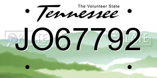 JO67792 Tennessee License Plate