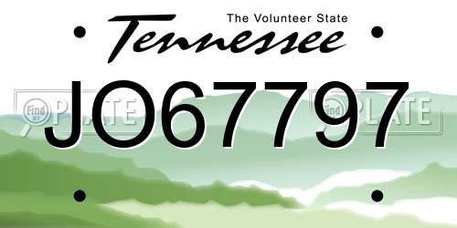 JO67797 Tennessee License Plate