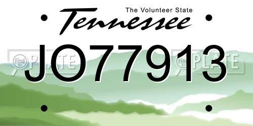 JO77913 Tennessee License Plate