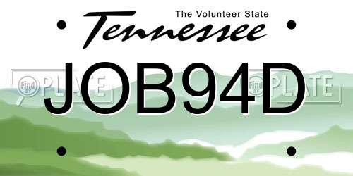 JOB94D Tennessee License Plate