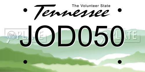 JOD050 Tennessee License Plate