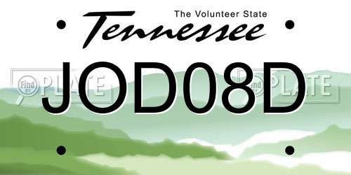 JOD08D Tennessee License Plate